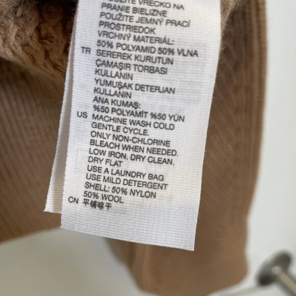 & Other Stories Oversized Wool Cardigan Balloon Sleeves Tan Stockholm Atelier M - Picture 4 of 5